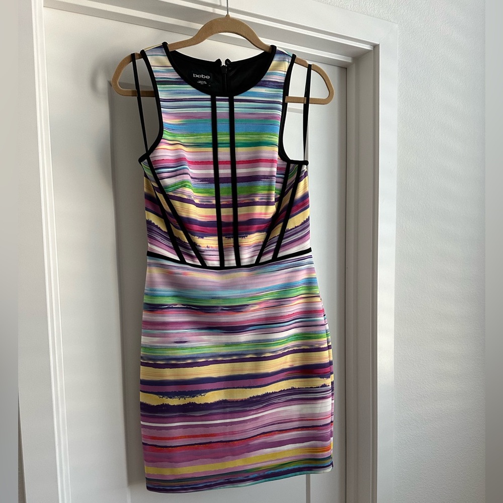 Bebe multicolored sleeveless mini dress
